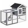 Pawhut 48\" Weatherproof Wooden Rabbit Hutch With Slant Roof And Screened Outdoor Run, Grey