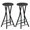 HOMCOM 24" Bar Stools Set of 2, Folding Bar Chairs with Footrest, Black