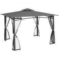 Outsunny 10' x 12' patio gazebo With netting For lawn, yard, deck, Grey