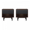 Duane Mid-Century Modern 20\" Fluted Nightstand in Black (1-Drawer) - Set of 2