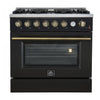 Forno Marco 36-inch Gas Range, Black ,4.32 cu.ft - FFSGS6277-36BLK | Cuisiniere a gaz Marco 36 pouces noire, 4,32 pi³ – FFSGS6277-36BLK