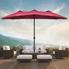 Costway 15Ft Patio Double-Sided Solar LED Market Umbrella Crank Burgundy