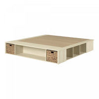 Avilla Storage Platform Bed With Wicker Baskets - Bleached Oak
