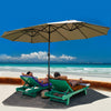 Costway 15' Market Outdoor Umbrella Double-Sided Twin Patio w/ Crank Beige
