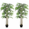 Outsunny 5FT Artificial Bamboo Tree Set of 2 in Pot with 1095 Leaves, Green