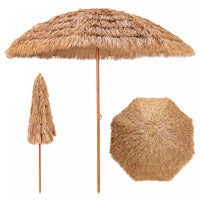 Costway 8 FT Patio Thatched Tiki Umbrella 8 Ribs Portable Hawaiian Hula Beach
