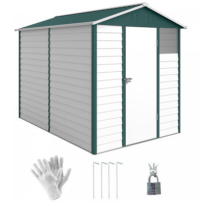 Outsunny 9' x 6' Garden Shed, Metal Outdoor Storage Shed for Yard Green