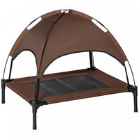 Pawhut Elevated Cooling Pet Bed Portable Raised Dog Cot With Canopy For Medium Sized Dogs, Indoor &