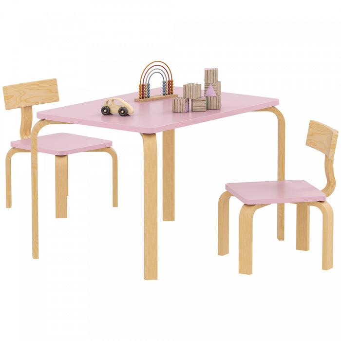 Qaba Kids Table and 2 Chair Set, Toddler Table and Chairs, Children Multi-Activity Furniture Set for Playing, Learning, Eating, Craft, Gift for Boys Girls, Pink