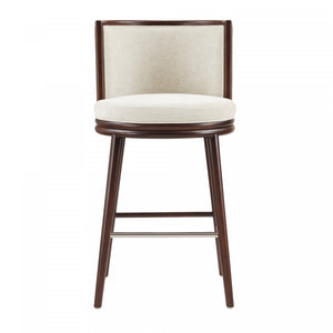 Evalyn Modern Wood Upholstered Barstool in Cream