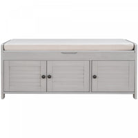 Olivia Pine Wood Storage Bench With 3-door Shoe Cabinet With Hidden Compartment - Grey 