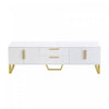 Steven 66.9\" Floor-standing Design TV Cabinet with and Gold Handles&Legs,White Tv Stand