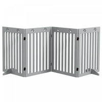 Pawhut Freestanding Pet Gate 4 Panel Dog Barrier Folding Safety Fence With Support Feet Up To 80.25