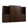 Bestar Pur Queen Murphy Bed and Two Shelving Units with Drawers 136-Inch Wall Bed