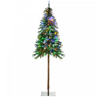 Homcom 6' Slim Pencil Artificial Snow Christmas Tree With Led Lights