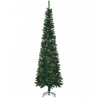 Homcom 7.5ft Artificial Pencil Christmas Tree With Pine Cones