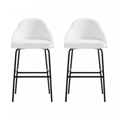 Gracie Modern Metal Upholstered Barstool in White and Black - Set of 2 | Tabouret de bar moderne en metal et tissu Gracie, blanc et noir - Lot de 2