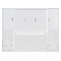Joyce Closet Queen Murphy Bed With Drawers And Shelves - White 