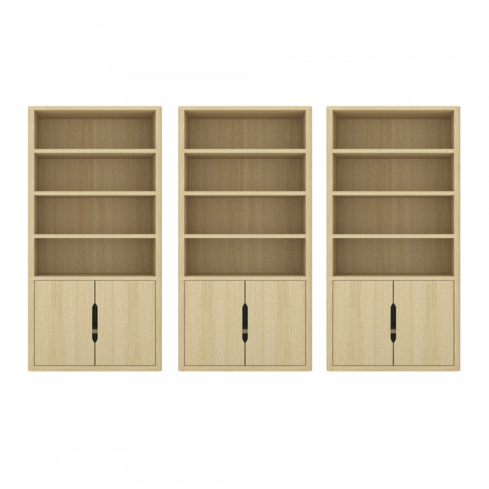 Rivington Modern 40\" Bookcase Cabinet in Natural Oak - Set of 3