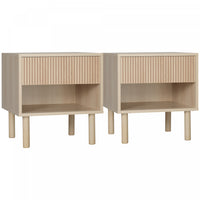 HOMCOM Bedroom Nightstand Set of 2, Side Table with Storage Shelf, Drawer