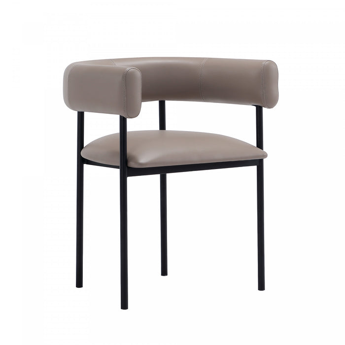 Onda Contemporary Vegan Leather Metal Dining Chair in Taupe