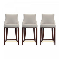 Shubert Modern Wood Upholstered Counter Stool in Light Gray - Set of 3 