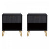 Dumbo Modern 20\" Fluted Nightstand in Black (1-Drawer) - Set of 2