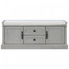 Boyce Solid Wood Storage Bench With 4-door Shoe Cabinet With Cushion -Grey 