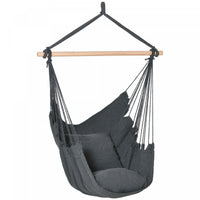 Outsunny Hammock Chair Swing Hanging Macrame Chair Cotton W/ Two Soft Seat Cushions, For Bedroom Ind