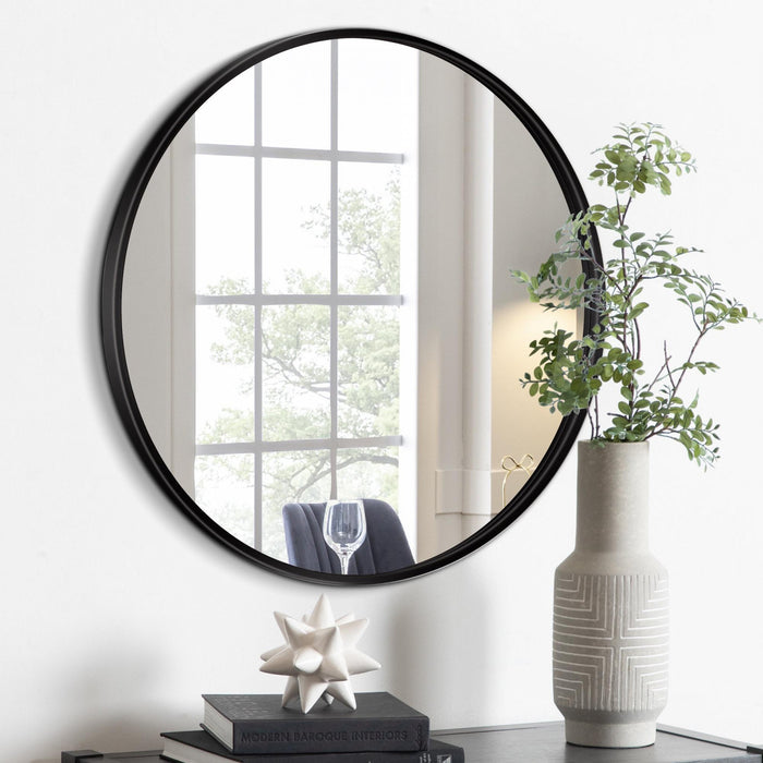 Arcus 36\" X 36\" Hand Crafted Round Mirror - Black