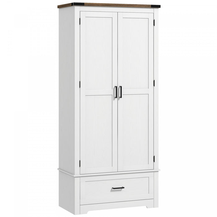 HOMCOM 69\" Tall Kitchen Storage Cabinet with Adjustable Shelves, White