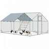 Pawhut Chicken Run, Large Metal Chicken Coop With Feeding Door, Waterproof & Uv-resistant Cover, Hanging Feeder, Perch, Poultry Cage For Outdoor, Backyard, Farm, For 12-18 Poultry