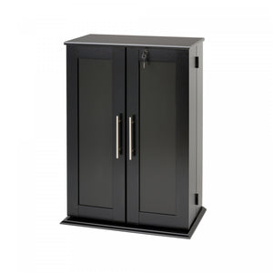 Locking Media Storage Cabinet with Shaker Doors - Black