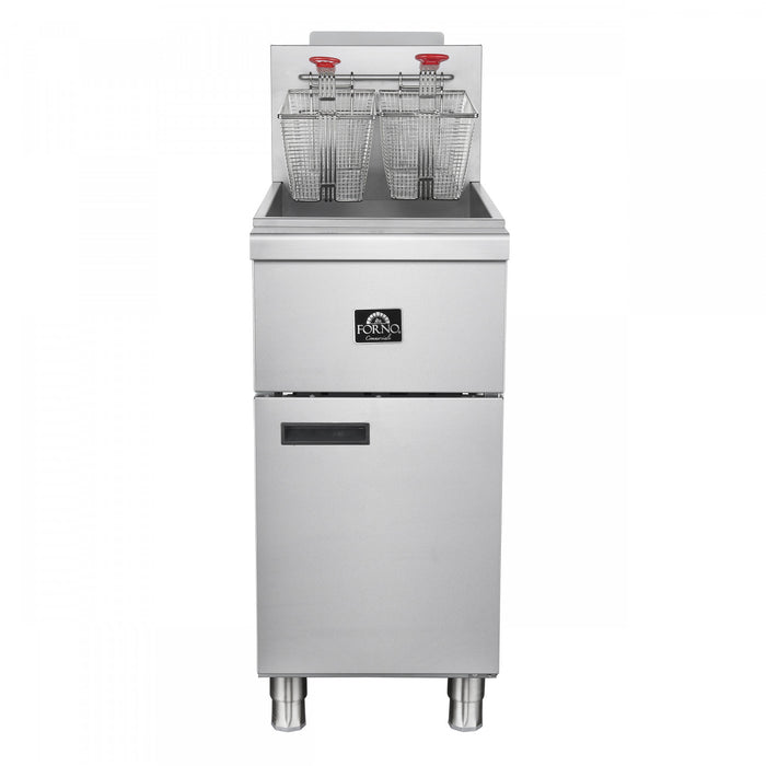 FORNO Commerciale Propane Gas Deep Fryer, 4 Burners 120,000 BTU, 50 lbs Oil Capacity - FCMGF0030
