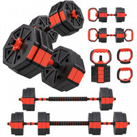 Soozier 6-in-1 Adjustable Dumbbell Set, 55lbs Free Weights Set, Red