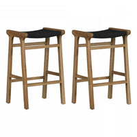 Agave Rope Bar Stool Set of 2 - Black & Natural 