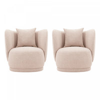 Siri Modern Upholstered Lounge Chair in Wheat - Set of 2