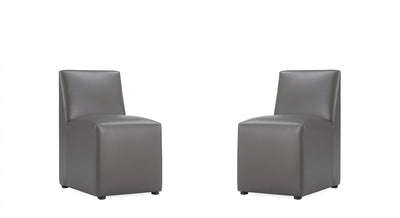 Anna Square Modern Vegan Leather Dining Chair in Graphite - Set of 2 | Chaise de salle a manger moderne en cuir vegetalien graphite Anna - Lot de 2