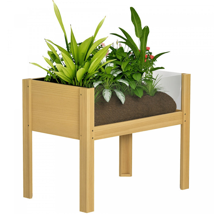 Outsunny Wooden Planter Box Outdoor Raised Planter, 29.5\" x 18.1\" x 23.8\"