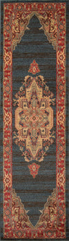 Lux Traditional 2'3\" x 7'6\" Runner Rug in Blue Indoor Area Rug