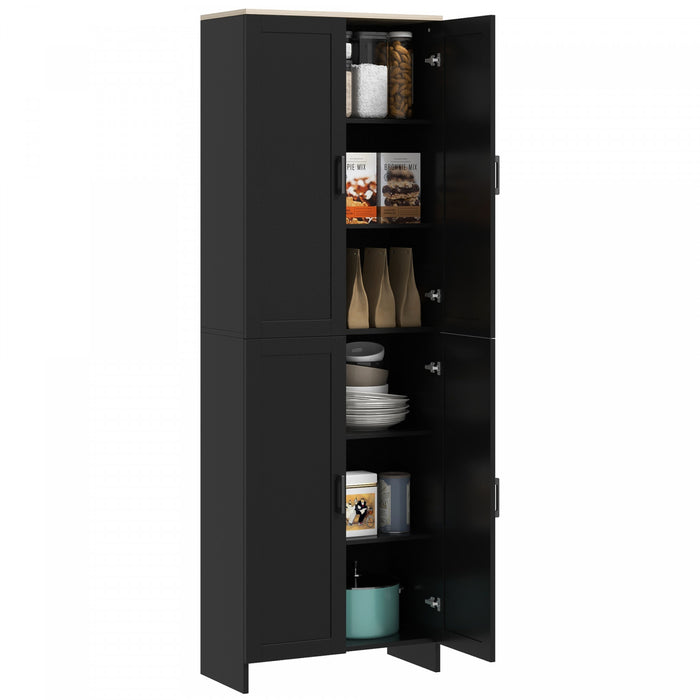 HOMCOM 67\" Kitchen Pantry 4-door Storage Cabinet with Adjustable Shelves