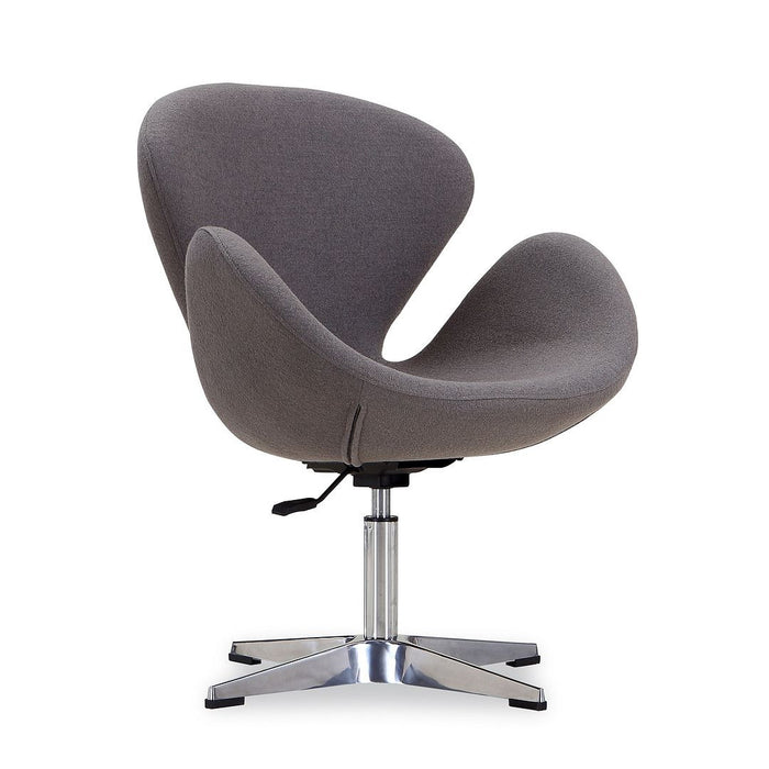 Manhattan Comfort Raspberry Polished Chrome Wool Blend Adjustable Swivel Accent Chair - Grey