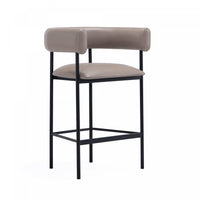 Onda Contemporary Vegan Leather Metal Counter Stool in Taupe