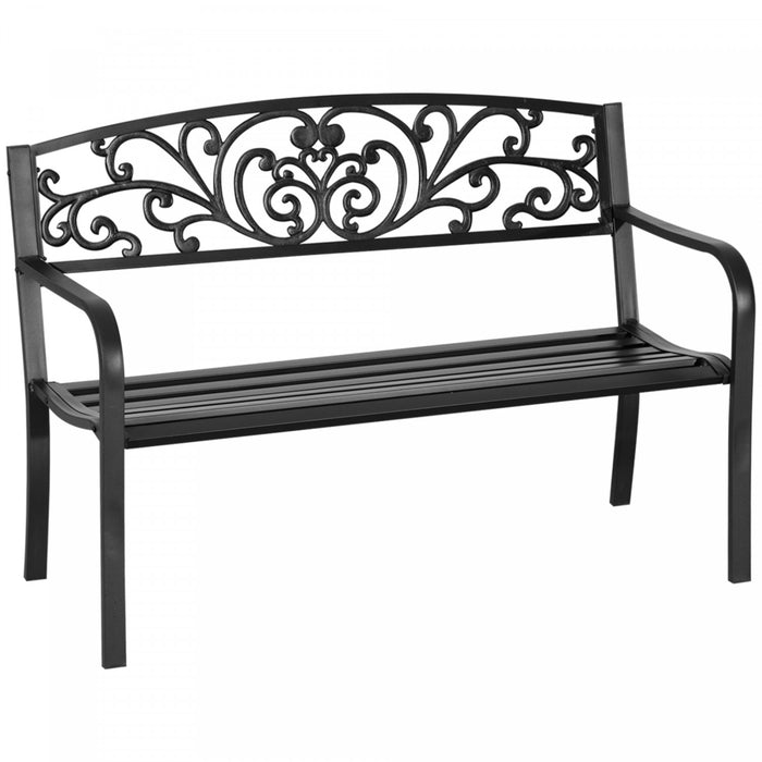 Outsunny 50\" 2-seater Garden Bench Chair For Yard, Lawn, Porch, Black