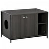 Pawhut Cat Litter Box Enclosure Hidden Cat Furniture Cabinet Indoor Cat Washroom Double-door Nightstand End Table With Damping Hinge Multiple Storage Place Adjustable Partition Black