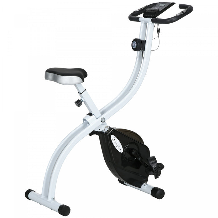 Soozier Foldable Exercise Bike With 8-level Resistance And Wheels, Black