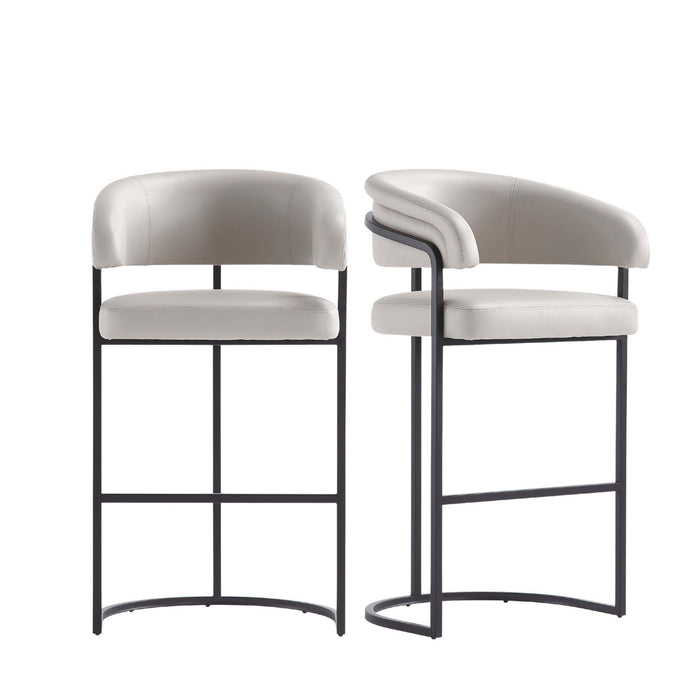 Augusta Modern Metal Upholstered Barstool in Light Gray - Set of 2