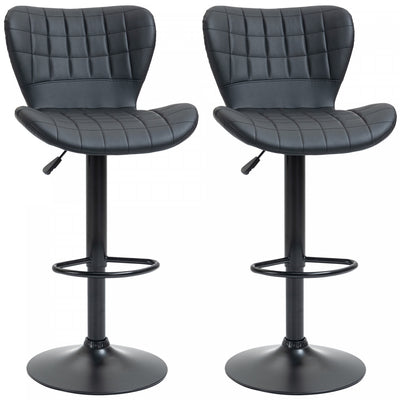 HOMCOM Bar Stools Set of 2 Adjustable Height Swivel Bar Chairs PU Leather
