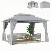 Outsunny 10'x13' Patio Gazebo, UPF50+ Double Roof Outdoor Gazebo, Dark Grey