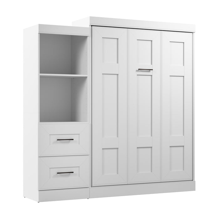 Bestar Edge Full Murphy Bed Closet Organizer with Drawers (85 W) - White